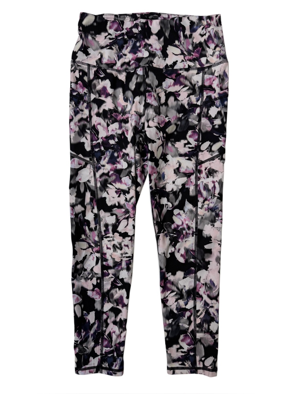 {GAIAM} Purple Floral High Rise Thigh Pockets Skinny Yoga Leggings WAP85